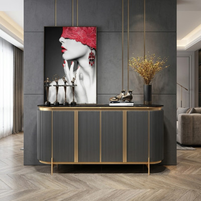 Sideboard Luxury Designer Wood Shelf Cabinet Furniture Gray Dresser