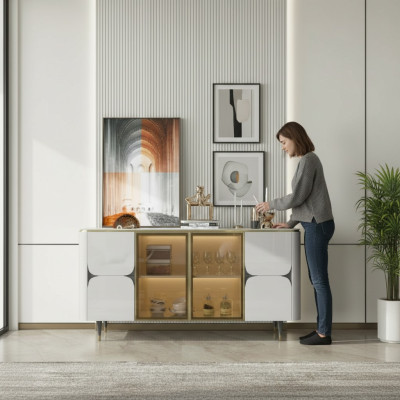 Dresser Wood Cabinets Sideboard White Furniture Sideboard Cupboard Modern New