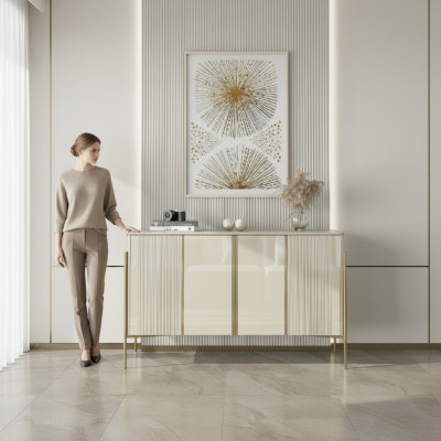 Sideboard Modern Wood Living Room Furniture Cabinet Luxury Beige