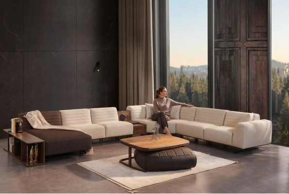 Luxury U-Shaped Corner Sofa Upholstered Sofa Couch Living Room Furniture Textile New Furnishings