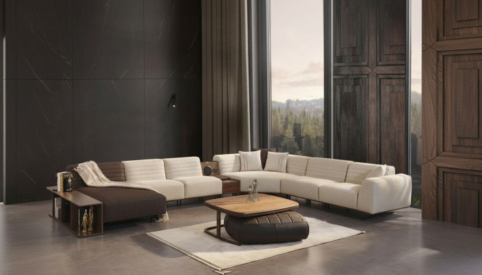 Luxury U-Shaped Corner Sofa Upholstered Sofa Couch Living Room Furniture Textile New Furnishings