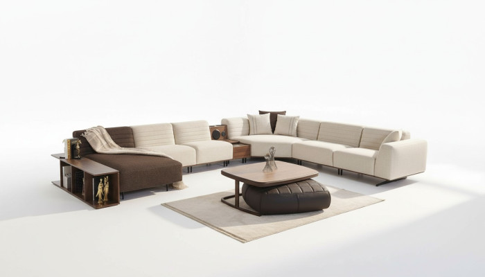 Luxury U-Shaped Corner Sofa Upholstered Sofa Couch Living Room Furniture Textile New Furnishings