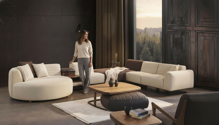 Luxury Sofa Couch U-Shape Upholstered Furniture Living Room Corner Sofa Textile Setup