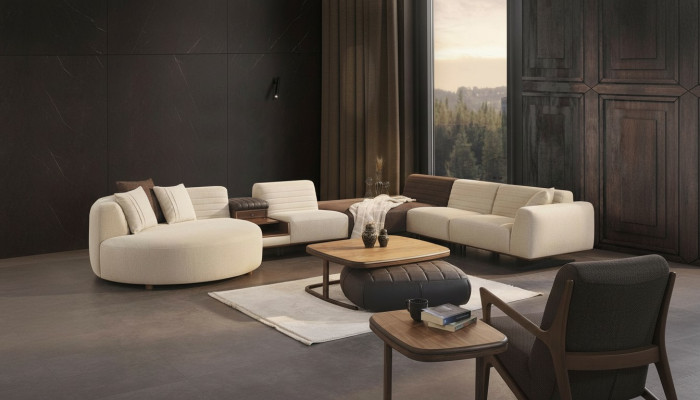 Luxury Sofa Couch U-Shape Upholstered Furniture Living Room Corner Sofa Textile Setup