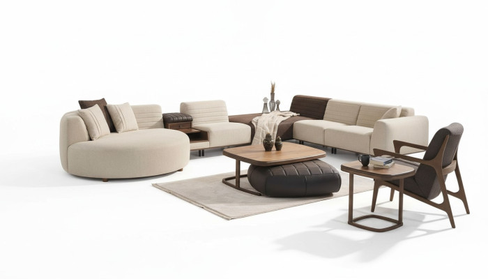 Luxury Sofa Couch U-Shape Upholstered Furniture Living Room Corner Sofa Textile Setup