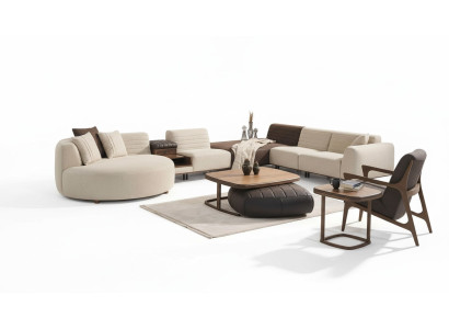Luxury Sofa Couch U-Shape Upholstered Furniture Living Room Corner Sofa Textile Setup
