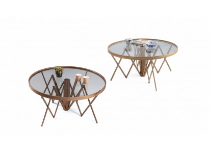 Designer living room set 2x round coffee tables luxury furniture