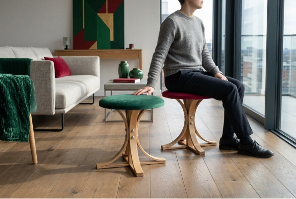 Designer 2x Stool Complete Furniture Modern Living Room Luxury Furniture