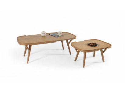 Living Room Set 2 pcs 2x Coffee Tables Designer Furniture Modern Complete Wood