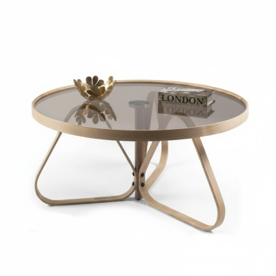 Designer coffee table luxury glass table round living room wooden table