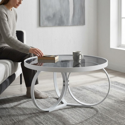White coffee table living room furniture designer glass table side table