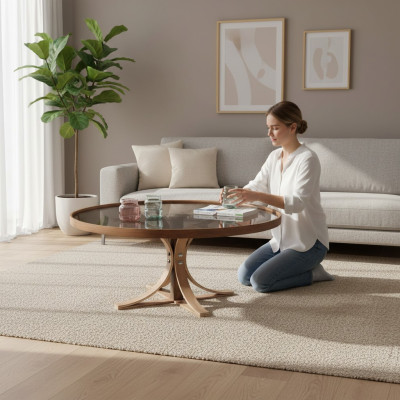 Coffee Table Brown Wood Designer Coffee Table Living Room Glass Table Furniture
