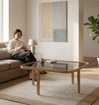 Living room coffee table modern luxury furniture glass table designer wood