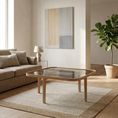 Living room coffee table modern luxury furniture glass table designer wood