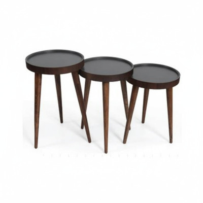 Brown Wood 3x Coffee Tables Living Room Complete Side Table Luxury Tables