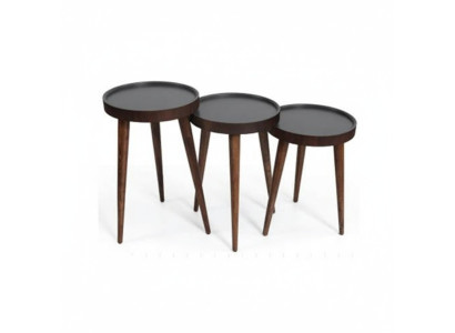 Brown Wood 3x Coffee Tables Living Room Complete Side Table Luxury Tables