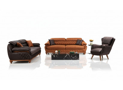 Living Room Complete 3-piece Modern 2x Three-seater Sofa Couch Luxury Armchair New