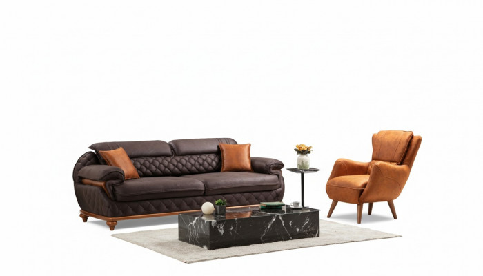Modern Complete Living Room Set Armchair Sofa Couch Upholstery Seating Three-Seater