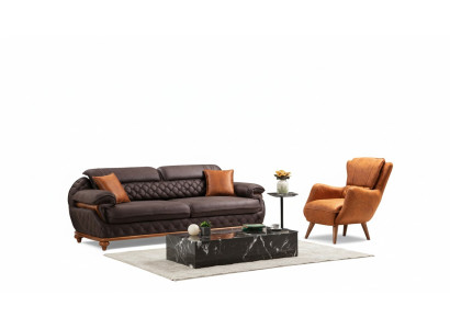 Modern Complete Living Room Set Armchair Sofa Couch Upholstery Seating Three-Seater
