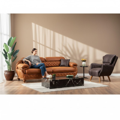 Modern living room complete set three-seater sofa couch armchair luxury furniture