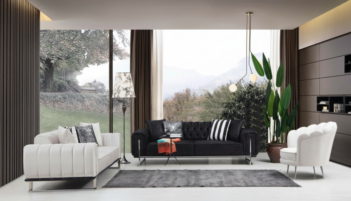 Living Room Set 2x Three-Seater Sofa Chesterfield Couch Design Armchair Luxury Furniture