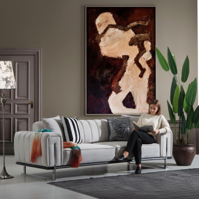 Living room gray sofa couch three-seater modern upholstered sofas new seating furniture