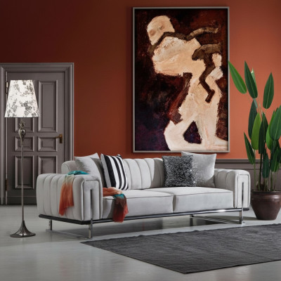 Living room gray sofa couch three-seater modern upholstered sofas new seating furniture