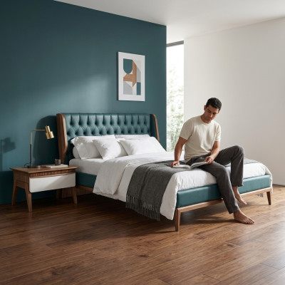 Bedroom set 3-piece luxury double bed 2x nightstands modern furniture