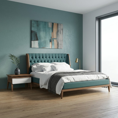 Bedroom set 3-piece luxury double bed 2x nightstands modern furniture