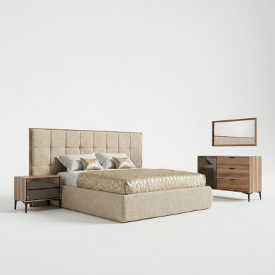 Luxury Furniture Bedroom Modern Set 5-piece Double Bed 2x Nightstands New