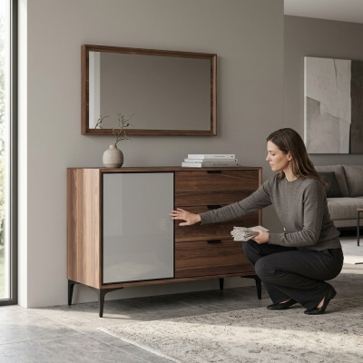 Modern design furniture bedroom brown dresser with mirror luxury