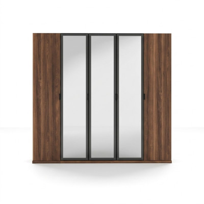 Wood Brown Wardrobe Bedroom Modern Design Furniture Cabinet