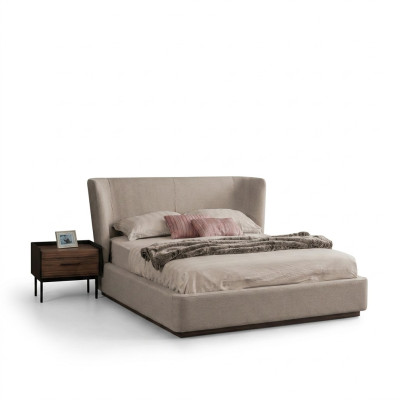 Modern beige double bed bedroom set 2x nightstands luxury new furniture
