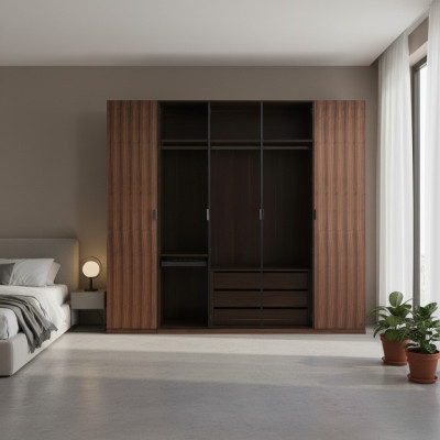 Bedroom Modern Wardrobe Wooden Closet Design Cabinet Glass Doors