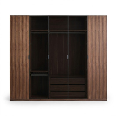 Bedroom Modern Wardrobe Wooden Closet Design Cabinet Glass Doors