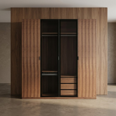 Modern wardrobe bedroom design wood cabinet luxury closet glass doors