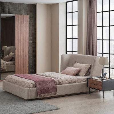 Modern complete bed luxury nightstand bedroom set 2-piece wooden furniture