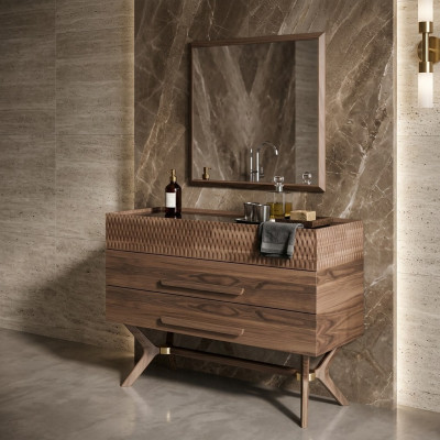 Luxury dresser with mirror, modern bedroom style, wooden cabinet design
