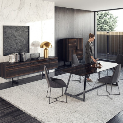 Dining Room Set 7-piece Luxury Dining Table 4x Chairs Design Dresser Sideboard New