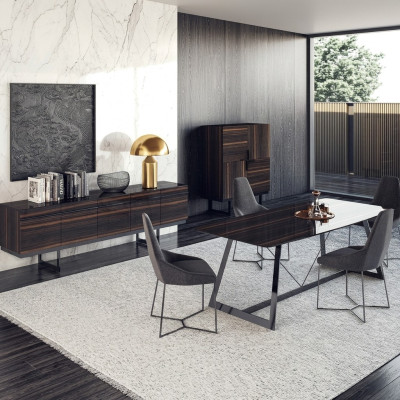 Dining Room Set 7-piece Luxury Dining Table 4x Chairs Design Dresser Sideboard New