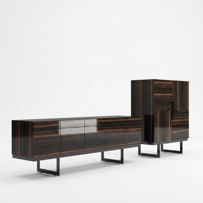 Dining Room Complete 2-Piece Sideboard Design Modern Wood Cabinet