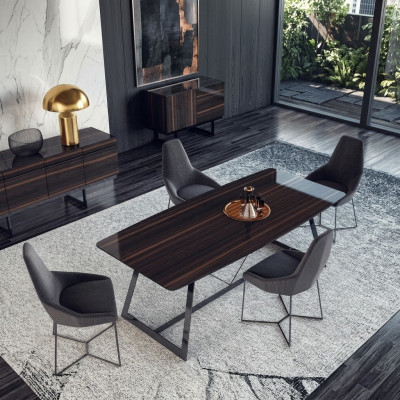 Luxury dining table with 4 chairs, complete dining room set, new furniture, modern design, 5-piece set.