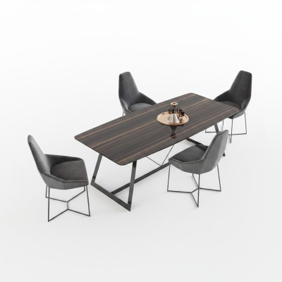 Luxury dining table with 4 chairs, complete dining room set, new furniture, modern design, 5-piece set.