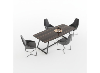Luxury dining table with 4 chairs, complete dining room set, new furniture, modern design, 5-piece set.