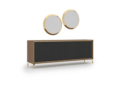 Dining room modern dining set sideboard with 2x mirror luxury wood furniture
