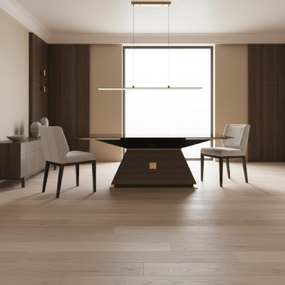 Luxury Group Textile Upholstery 4x Chairs Wood Dining Table Dining Room Design Set