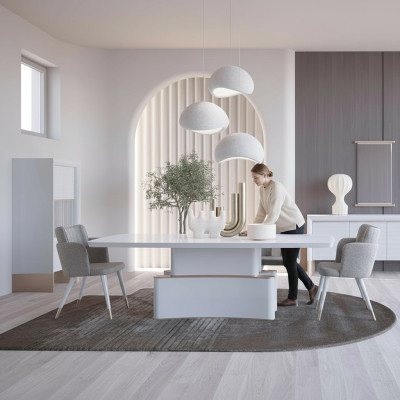 Design Complete Dining Room 7-Piece Set Modern Dining Table Sideboard Wooden Cabinet New Display Cabinet