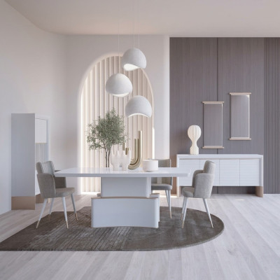 Design Complete Dining Room 7-Piece Set Modern Dining Table Sideboard Wooden Cabinet New Display Cabinet