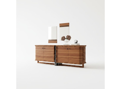 Luxury Complete Sideboard with 2x Mirror Design Wooden Cabinet Dining Room Furniture