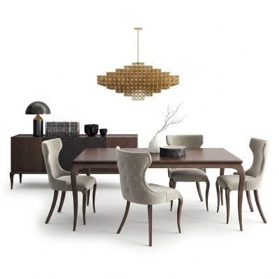 Luxury dining room set 6pcs new dining table 4x chairs furnishings sideboard